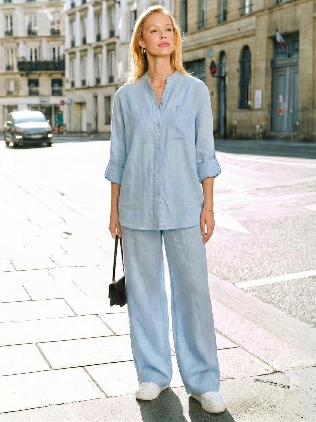 100% cotton double comfort set in multiple colors, breathable two-piece outfit for women