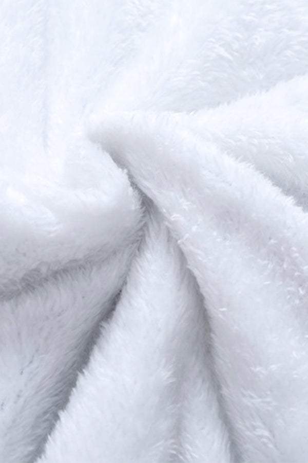 Close-up of soft white thick fabric texture for thick long-sleeve zipper overcoat material