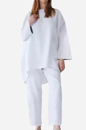 Everyday Fashion Loose-Fit white two-piece matching set with relaxed fit and breathable fabric