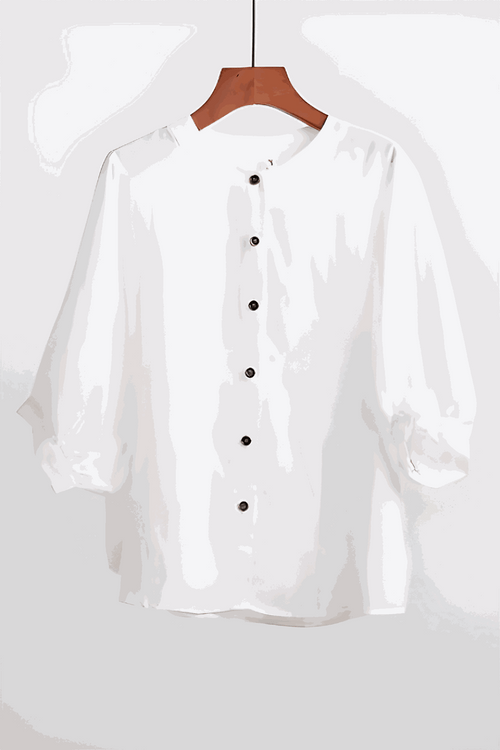 Relaxed loose breathable linen blouse in white with button-down front and long sleeves
