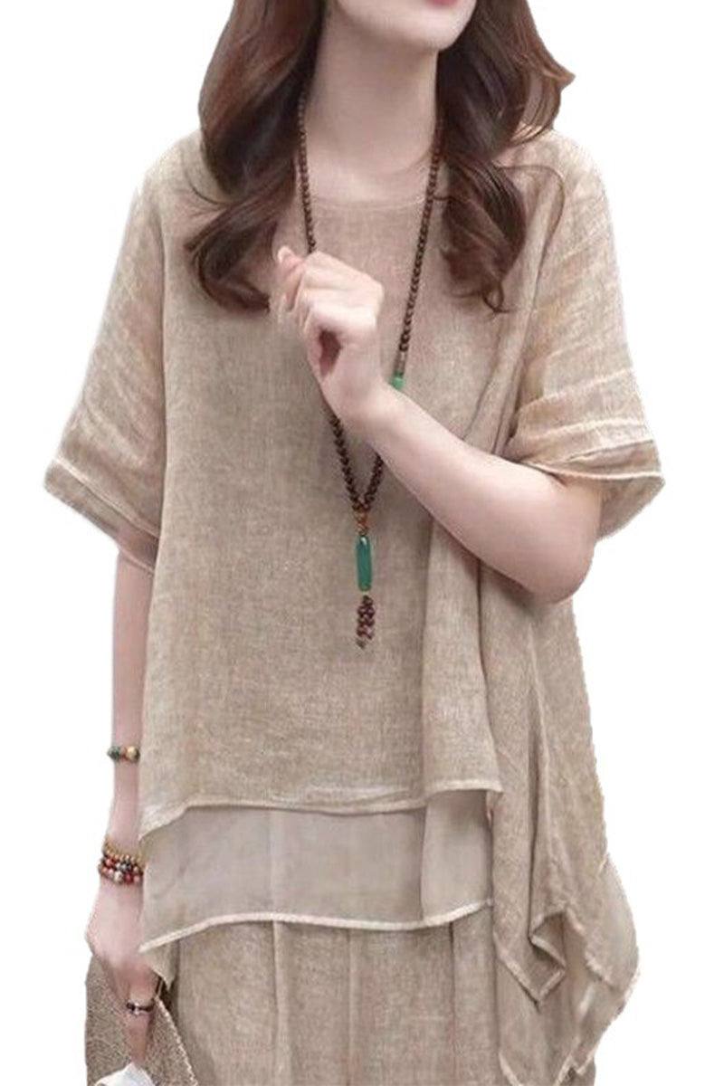 Women's Provence Cotton Linen blend layered top with soft drape and relaxed fit
