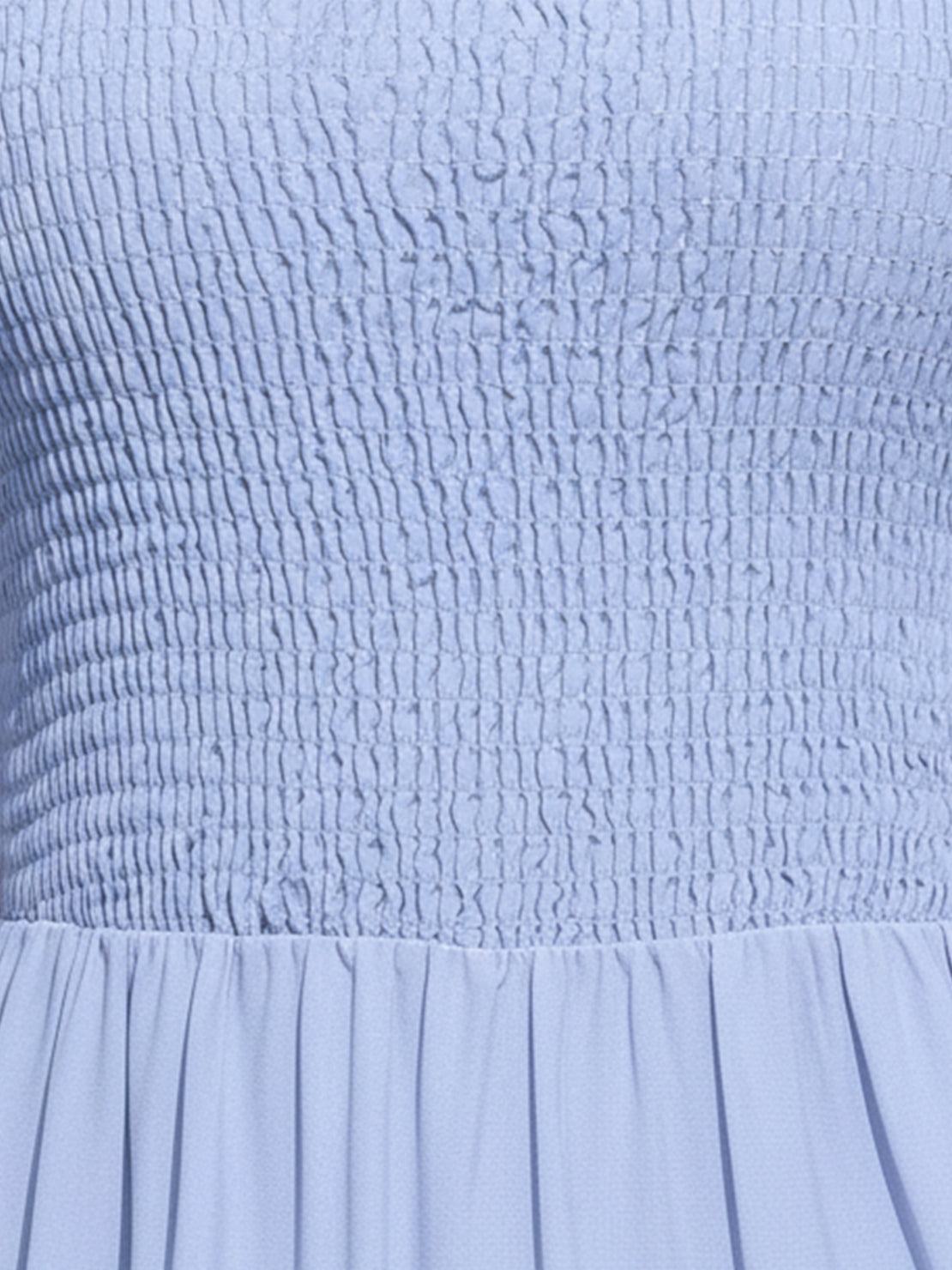 Smocked sleeveless maxi dress with tiered skirt and scoop neckline in breathable fabric