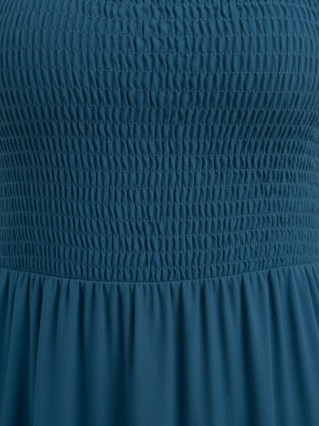 Smocked sleeveless maxi dress with tiered skirt and scoop neckline in lightweight fabric