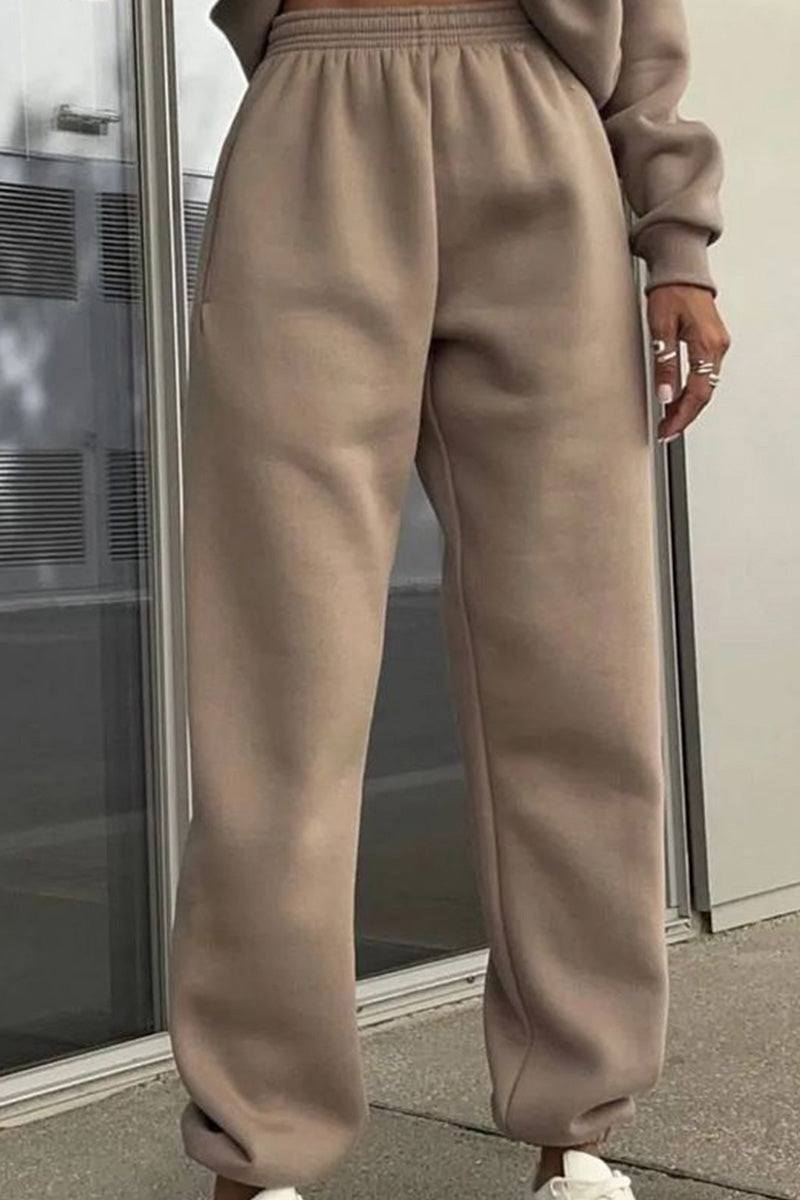 brown cotton blend jogger pants with tapered ankle fit from Classic Airplane Set