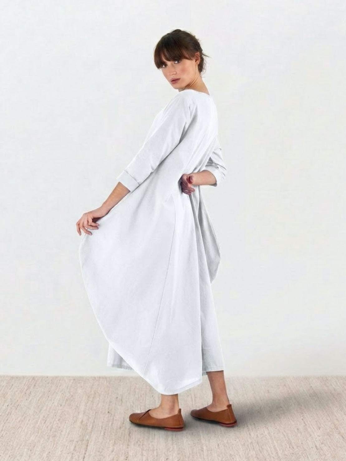 Bohemian maxi dress in loose fit with long sleeves made of breathable cotton blend fabric