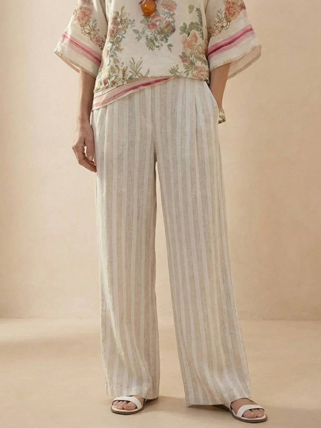 Coastal Comfort Linen two-piece set with lace details and breathable fabric