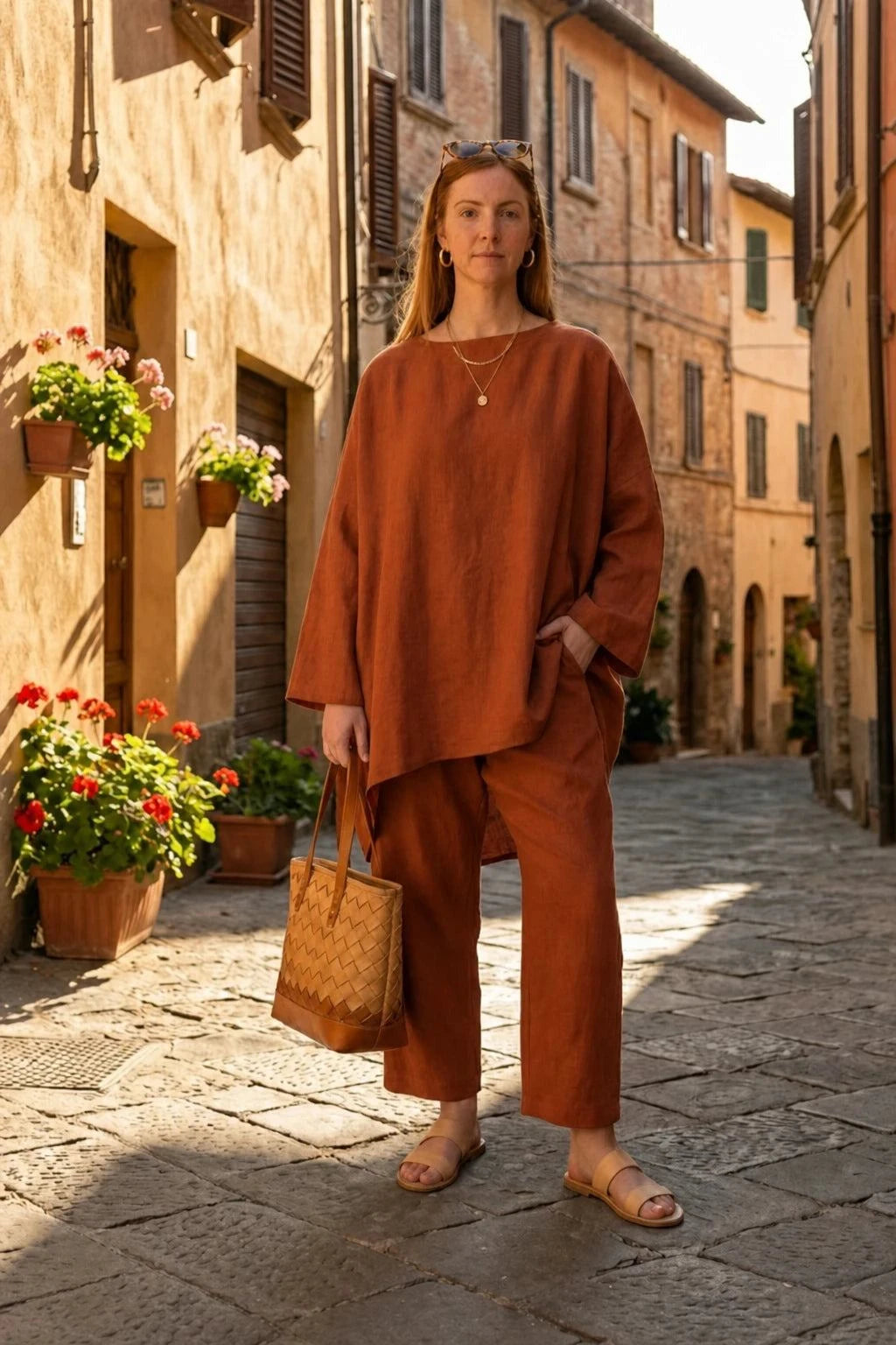 Everyday fashion loose-fit two-piece matching set in breathable fabric