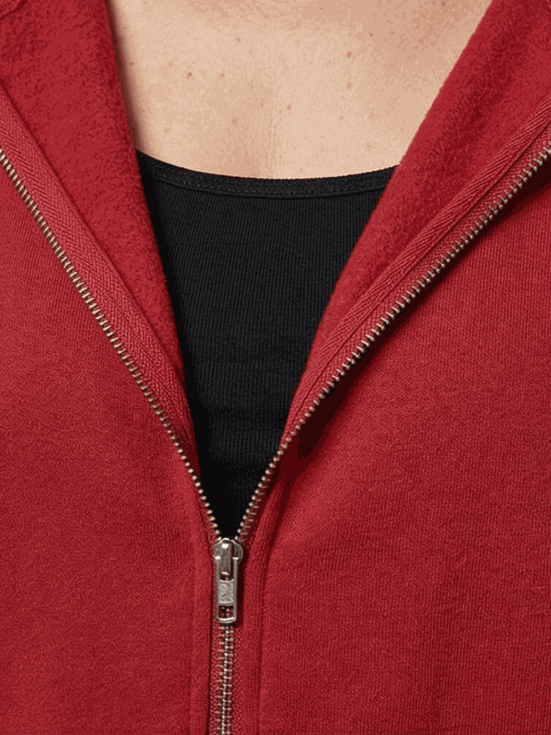 Oversized long zip sweatshirt hoodie with fleece lining and drawstring hood