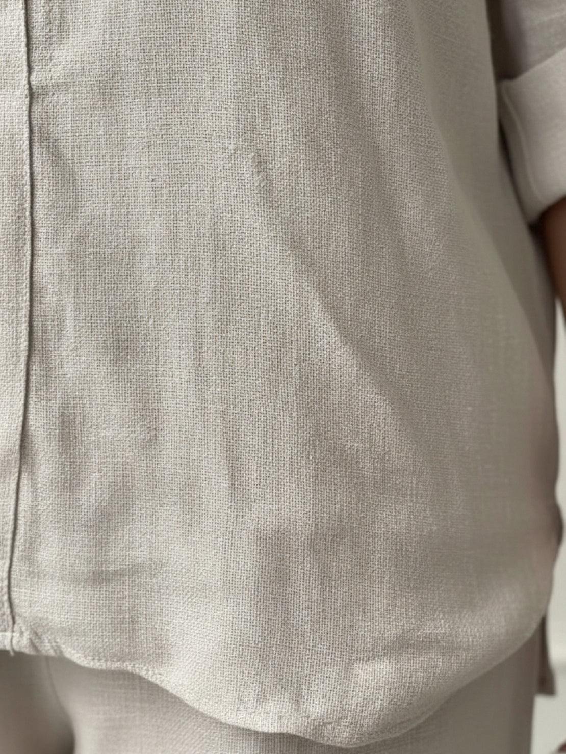 Pure Linen Two-Piece casual comfort set in breathable 100% linen fabric