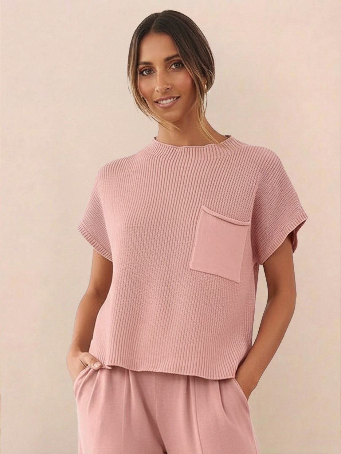 Comfy Couture Knit Sweater relaxed two-piece knit set with soft sweater and matching pants in neutral tones