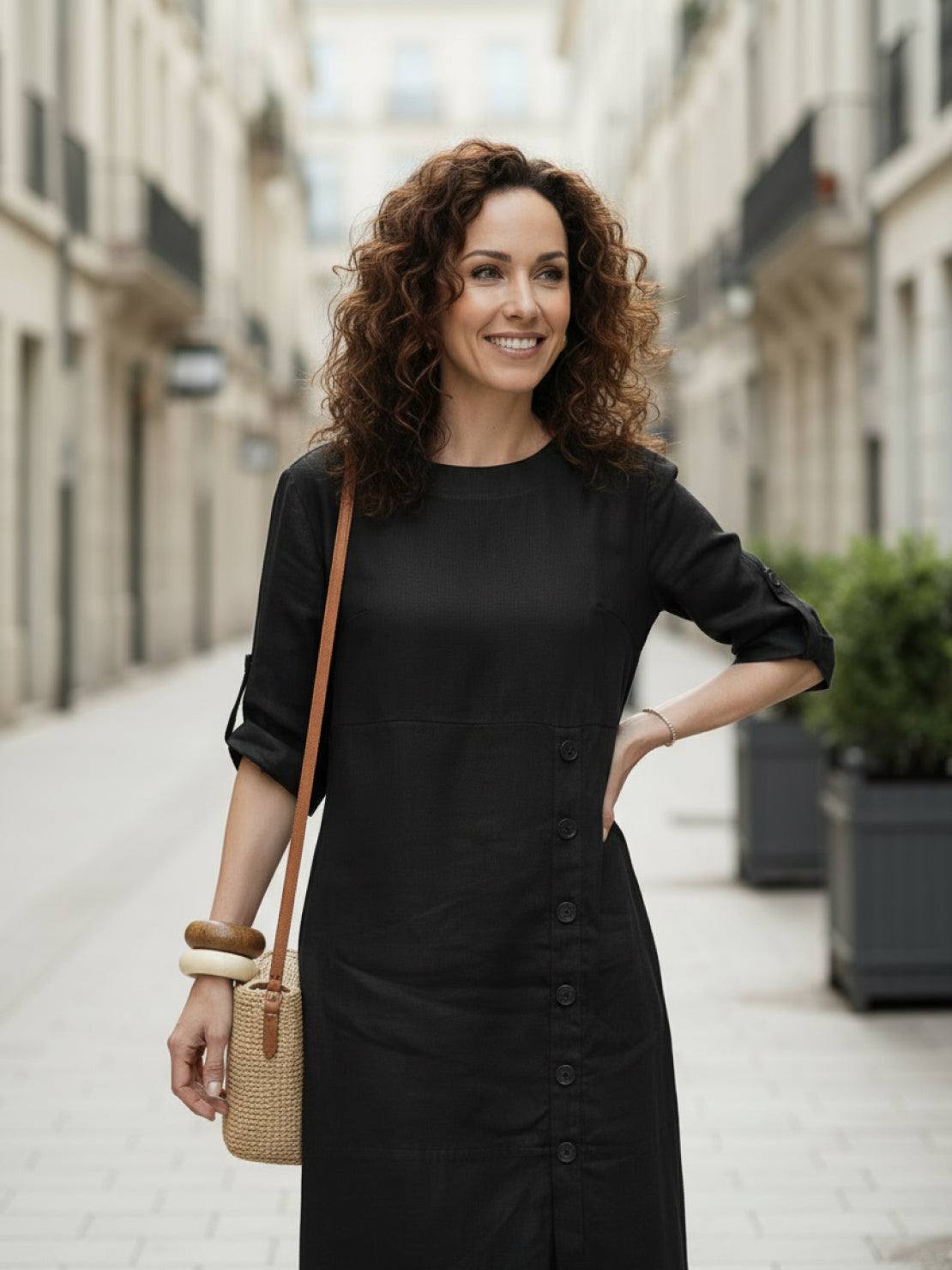 Pure Cotton Elegance dress in soft, breathable 100% cotton with linen-like look