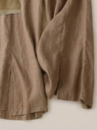 100% cotton linen Tuscany two-piece set with sheer embroidered top and wide-leg linen trousers