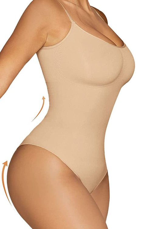 Seamless nude TummyToning Bodysuit smoothing tummy and lifting chest with adjustable straps for a comfortable fit