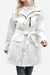White water-resistant windbreaker trench jacket with belt and pockets for women