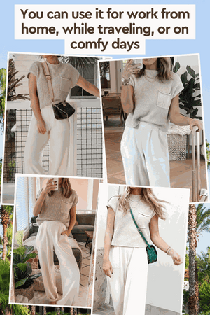 Women's Comfy Couture Knit Sweater two-piece set with knit pullover and high-waisted pants in neutral colors for versatile, comfortable, and stylish wear.