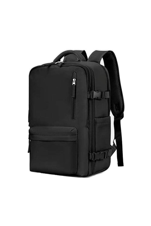 Chic Wanderlust Waterproof Backpack in black with multiple compartments and ergonomic straps for comfortable travel and urban use