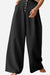 Black button front high waist wide-leg palazzo pants for women, lightweight and comfortable