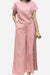 Pink short-sleeved bell pants two-piece set with loose fit and crew neck