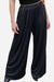 Black stretchy wide-leg pants with elastic waistband for all-day comfort and flattering silhouette