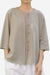 Linen cotton classy eco-friendly women's shirt in neutral tone with wooden buttons and three-quarter sleeves