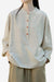 One size ramie linen and cotton blouse with long sleeves and front buttons in natural beige tone