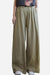 Women's sandwashed ramie linen wide-leg pants in olive green with relaxed fit and elastic waistband