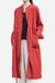 Oversized casual loose ramie linen cardigan in red with front pockets and button closure