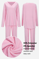 Travel-Ease Two-Piece Set pink soft breathable polyester spandex lounge wear comfortable travel outfit