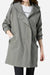 Women's fashion hooded trench coat in neutral gray with oversized silhouette, lightweight polyester fabric, and casual-cool design.