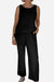 Black sleeveless top and wide-leg pants coordinating set for elegant sleek silhouette