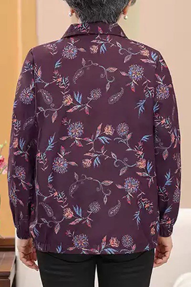 Plus Size WeatherShield floral jacket with water-resistant polyester fabric and floral print design