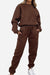 Brown Classic Comfort Athleisure set with long sleeves and jogger pants, designed for comfort and versatile wear.
