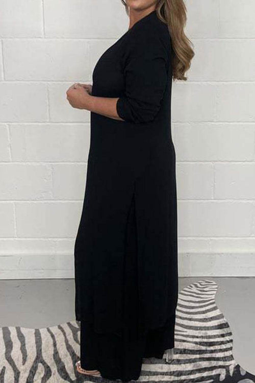 Urban Chic V-Neck Split Top Two-Piece Set