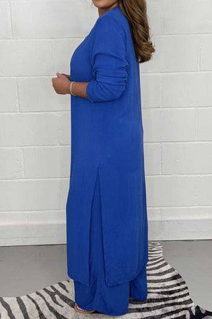 Urban Chic V-Neck Split Top Two-Piece Set