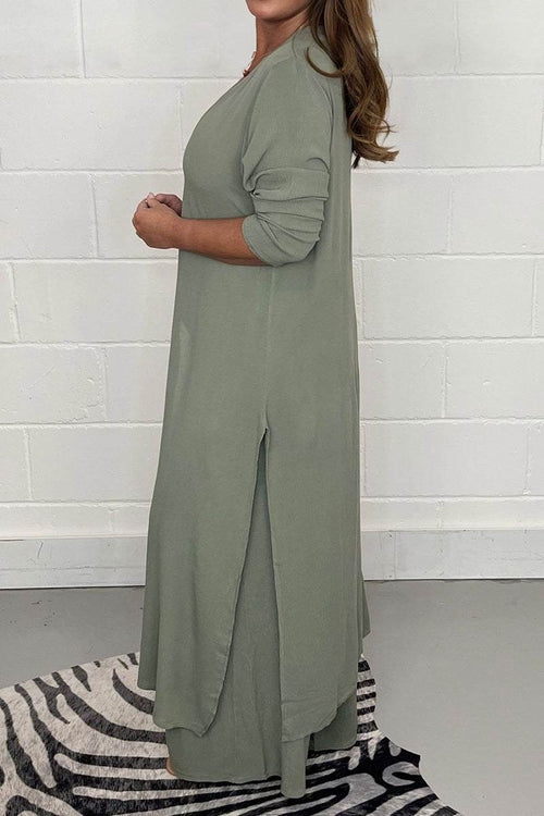 Urban Chic V-Neck Split Top Two-Piece Set
