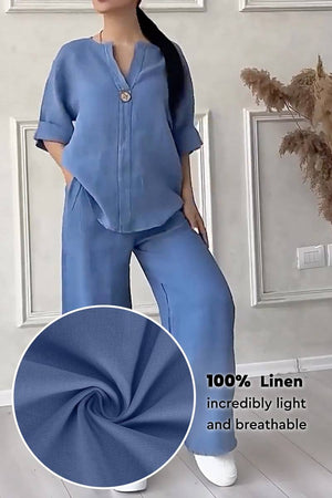 Pure Linen Two-Piece Casual Comfort Set
