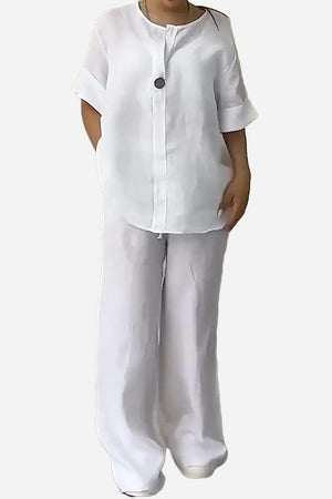 Pure Linen Two-Piece Casual Comfort Set