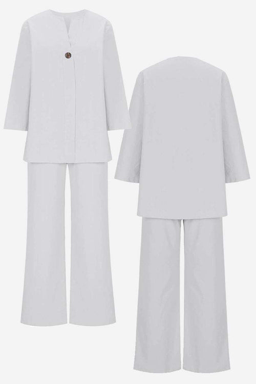 Pure Linen Two-Piece Casual Comfort Set