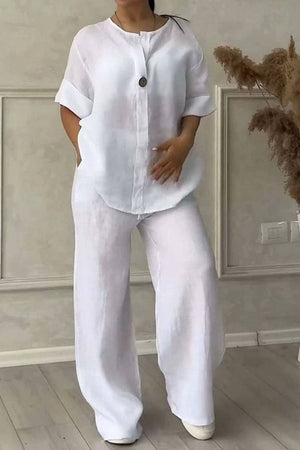Pure Linen Two-Piece Casual Comfort Set