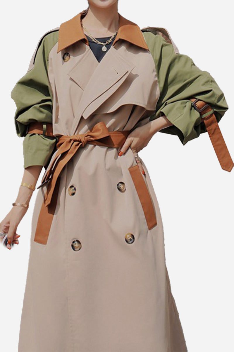 Urban Chic Oversized color block windbreaker with belted waist and relaxed fit