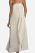 Strapless beige cotton linen blend A-line maxi dress with elastic back panel for comfort