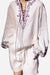 100% linen two-piece set with purple flower embroidery and loose fit design