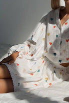 Sweet Countryside 100% Cotton ruffled two-piece set with colorful heart prints and relaxed fit for comfortable casual wear