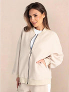 Easy Airport Lounge Set two-piece soft cotton-blend travel outfit with relaxed fit and zip-front jacket