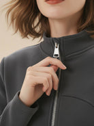 Nano-Fleece Zip Two-Piece Set with hip-length jacket and wide-leg pants in wrinkle-resistant fabric