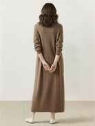 Long Australian Merino Wool cardigan with open front and patch pockets