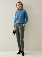 Lightweight 100% Italian cashmere sweater with mock-neck and regular fit for comfort and style