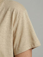 Linen-Bamboo V-Neck Tee with deep V-neck and relaxed fit in breathable linen and bamboo viscose blend