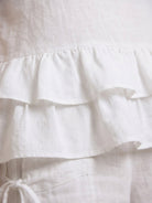Cotton relaxed shorts and matching ruffle detail top two-piece summer co-ord set with side pockets
