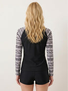 swim shorts rash guard set with long raglan sleeves and matching boyshort bottoms